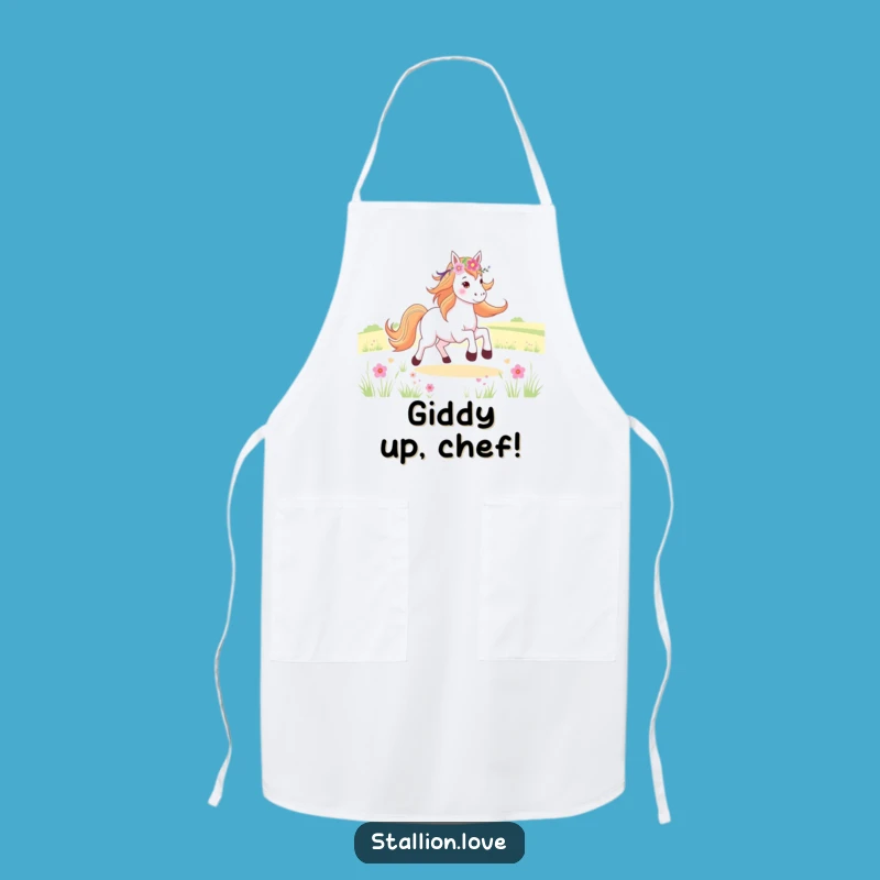 Funny Horse Flower Crown Apron - Joyful Galloping Kitchen Fun Gift
