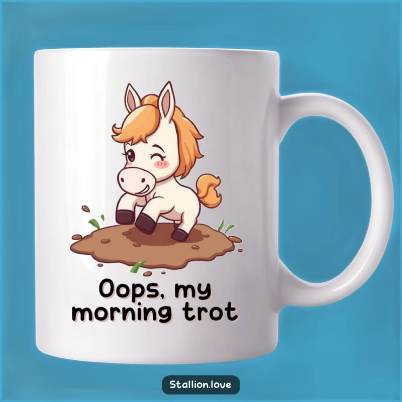 Funny Horse Slipping Mud Mug: Hilarious Equestrian Fails Gift for Horse Lovers