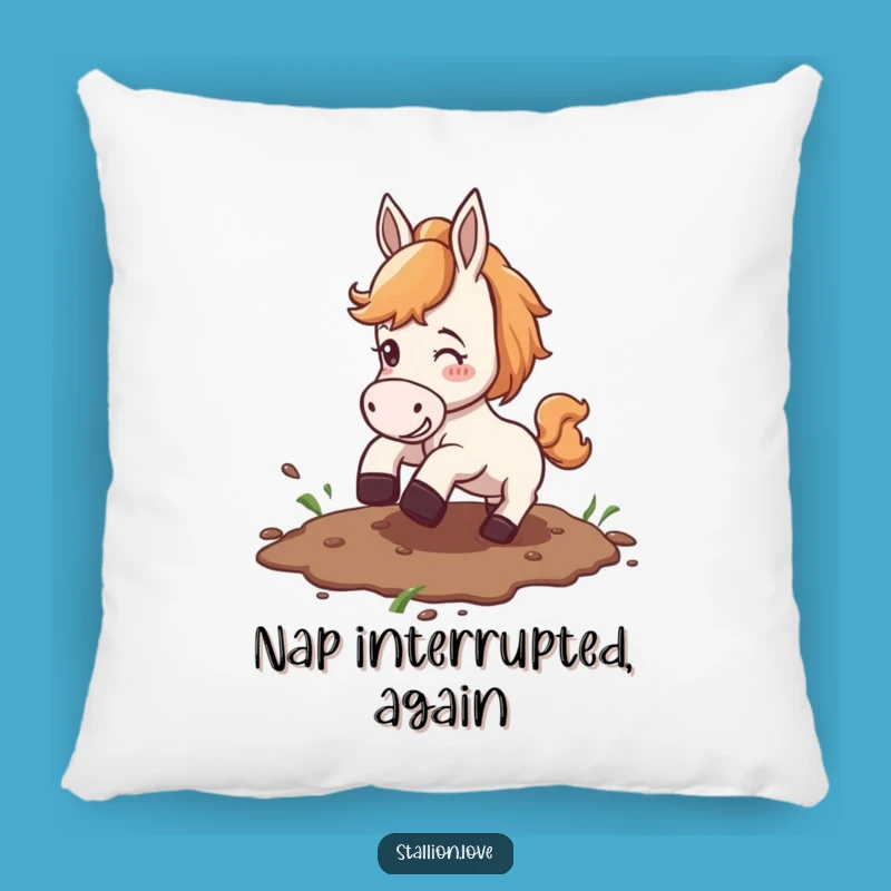 Funny Horse Slipping Mud Pillow: Comfy & Hilarious Equestrian Decor