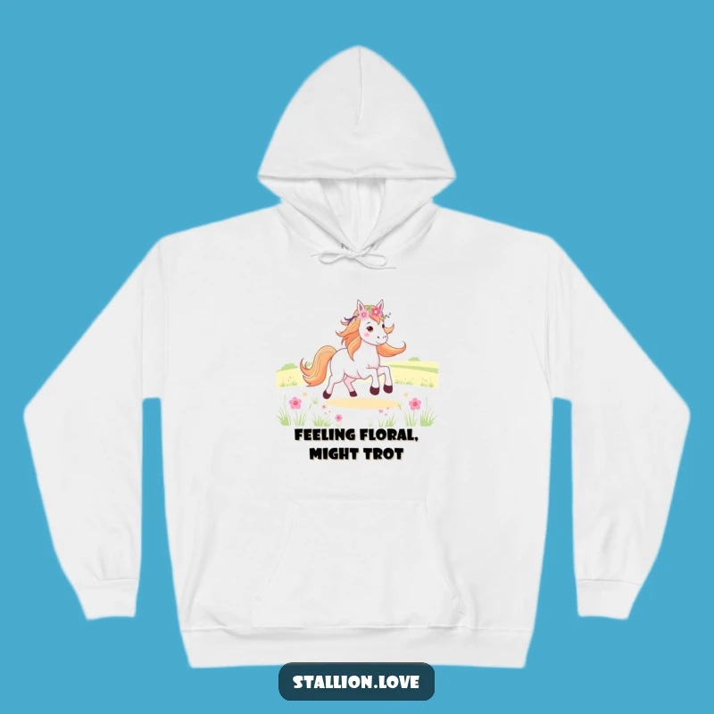 Cozy Funny Horse Flower Crown Hoodie - Warm Equestrian Joyful Apparel Gift