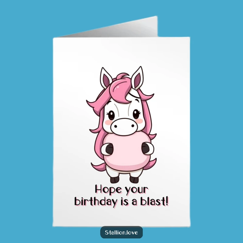 Free Printable Birthday Card: Horse Whoopee Cushion Funny Downloadable Gift
