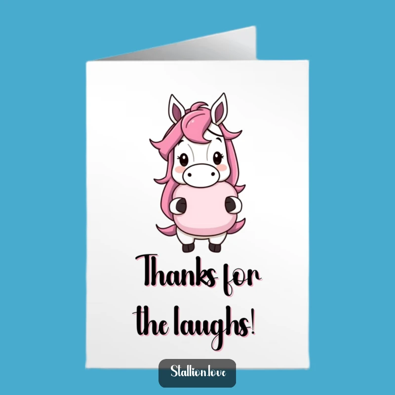 Free Printable Thank You Card: Horse Whoopee Cushion Funny Downloadable Gift