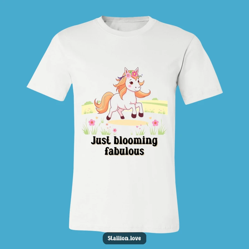 Funny Galloping Horse Flower Crown T-Shirt - Joyful Equestrian Apparel Gift