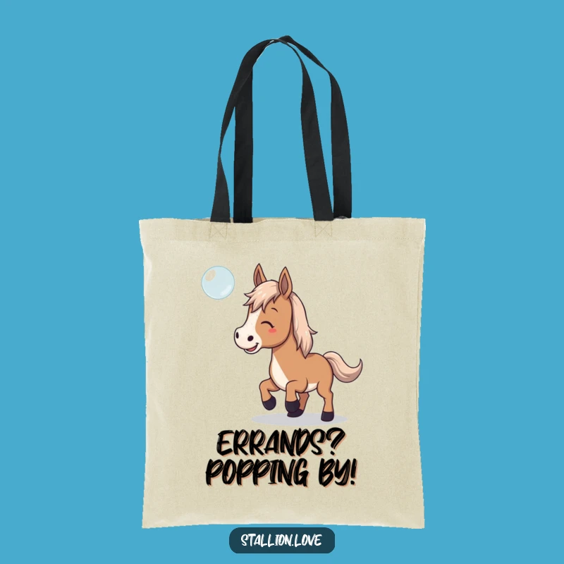 Funny Horse Bubble Chase Tote Bag - Playful Equestrian Carryall Gift